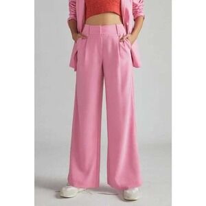Exquise Wide Leg Pants Women M Pink Excellent High Waist Pleated Trousers